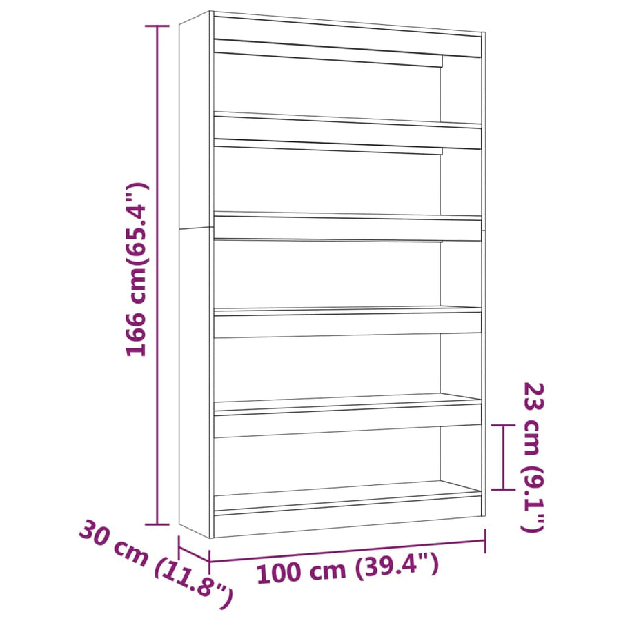 Boekenkast/Kamerscherm 00X30X66 Cm Eikenkleurig Grijs sonoma