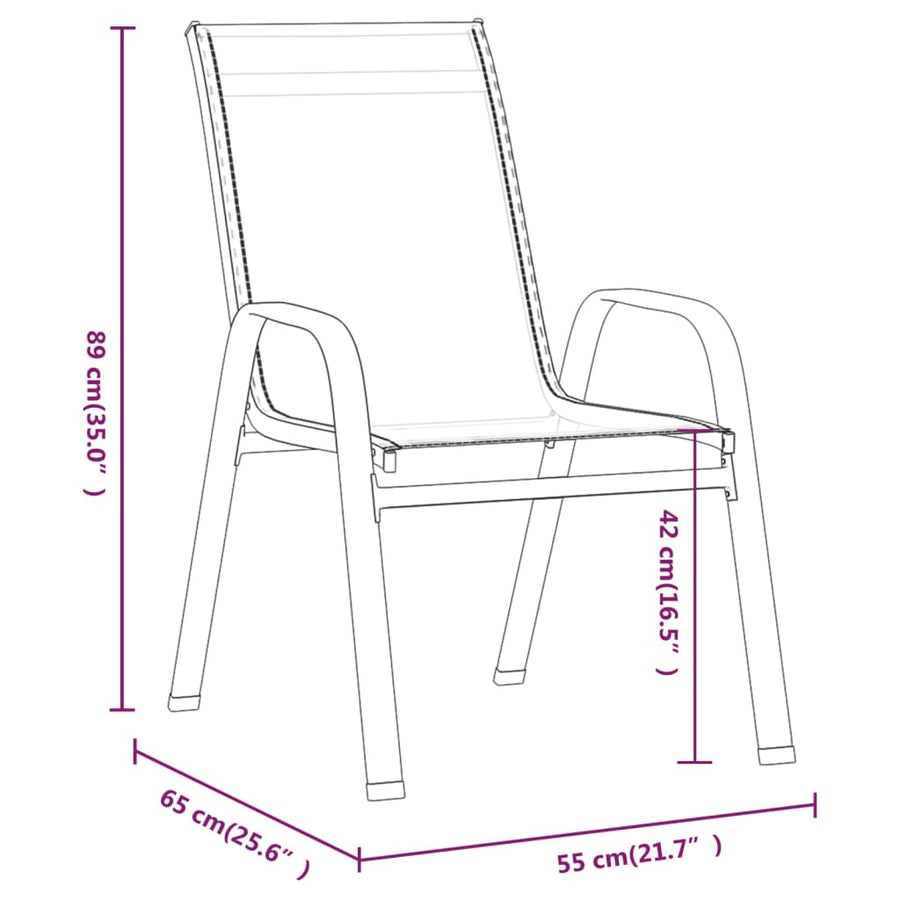 Tuinstoelen Stapelbaar 2 St Textileen Stof Zwart