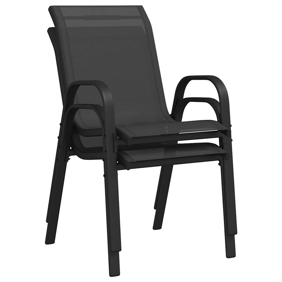 Tuinstoelen Stapelbaar 2 St Textileen Stof Zwart