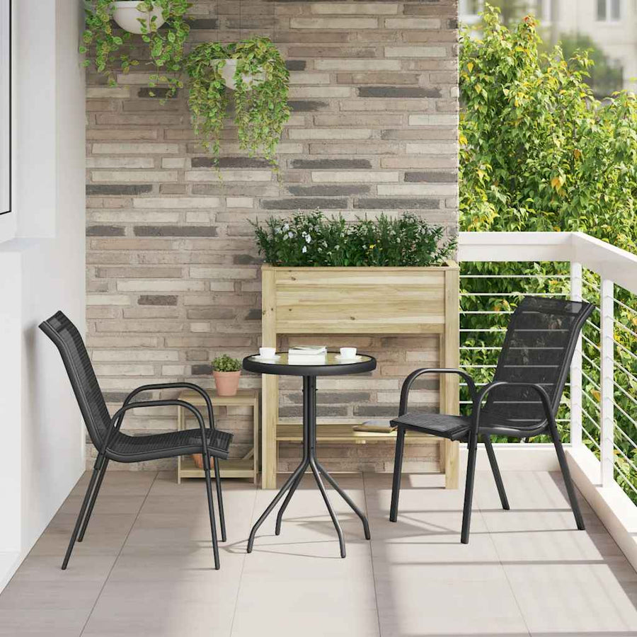Tuinstoelen Stapelbaar 2 St Textileen Stof Zwart
