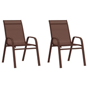 Tuinstoelen stapelbaar 2 st bruin textileen