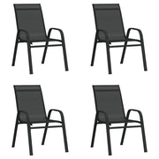 Tuinstoelen stapelbaar 4 stuks textileen zwart