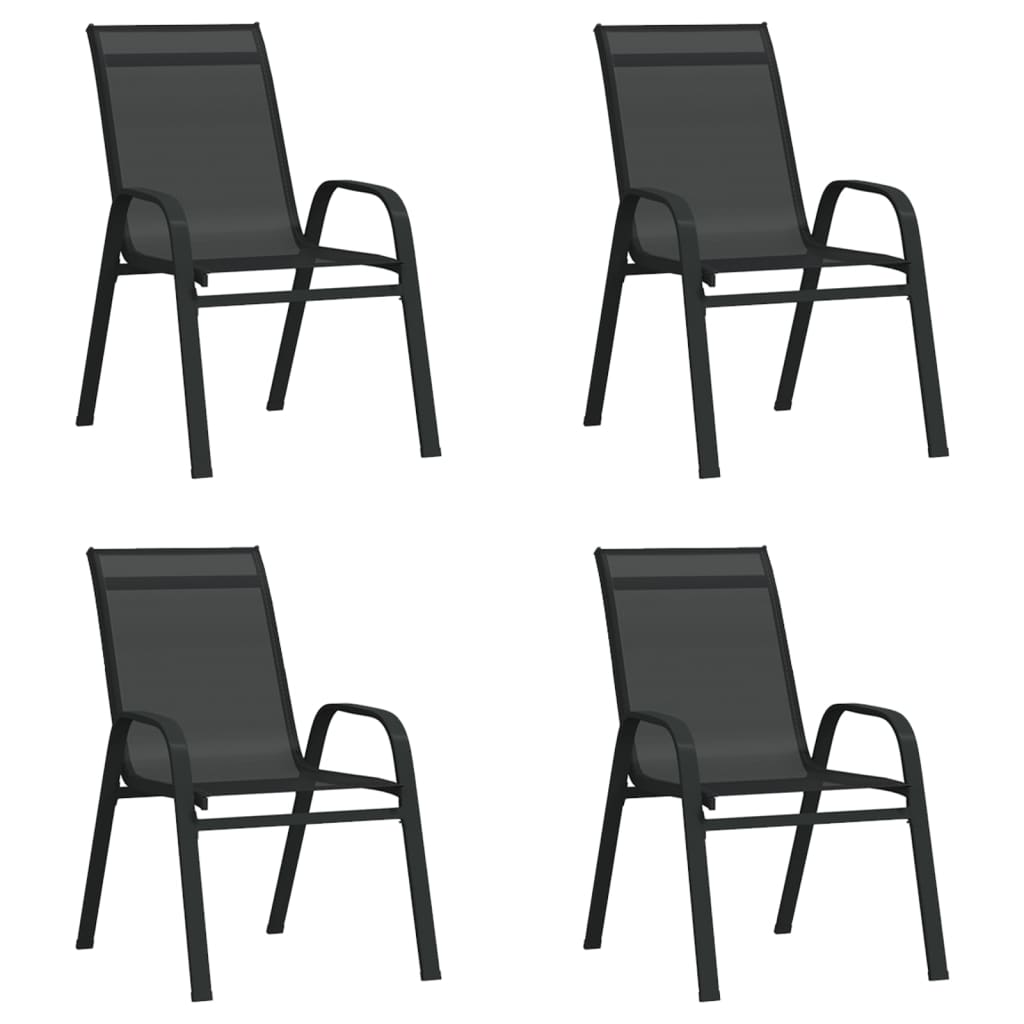 Tuinstoelen Stapelbaar Textileen Stof 4 Zwart