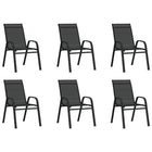 Stackable garden chairs 6 pcs textilene fabric black