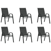 Tuinstoelen stapelbaar 6 st textileen zwart