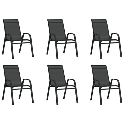 Tuinstoelen Stapelbaar Textileen Stof 6 Zwart