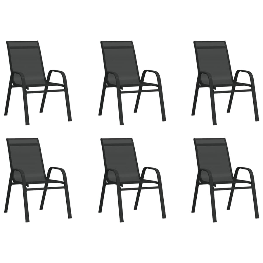 Tuinstoelen Stapelbaar Textileen Stof 6 Zwart