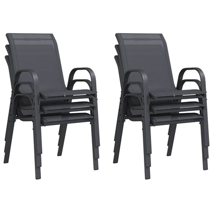 Tuinstoelen stapelbaar 6 st textileen stof grijs