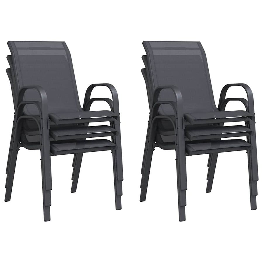 Tuinstoelen stapelbaar 6 st textileen stof grijs