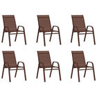 Stackable garden chairs 6 pcs textilene fabric brown