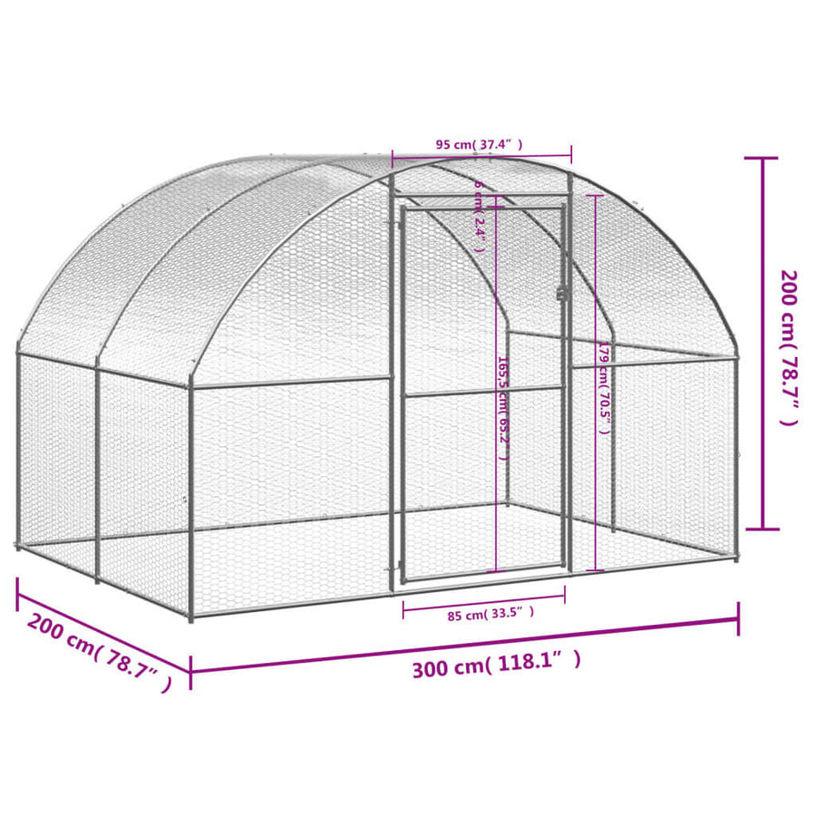 Kippenren 3x2x2 m gegalvaniseerd staal 3 x 2 x 2 m