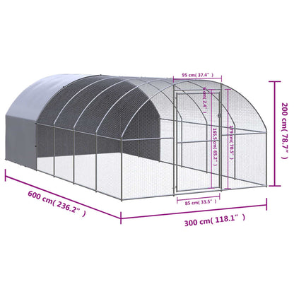 Kippenren 3x6x2 m gegalvaniseerd staal 3 x 6 x 2 m