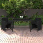 3-Delige Tuinset Met Kussens Poly Rattan Zwart 2x Fauteuil + Tafel