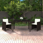 3-Delige Tuinset Met Kussens Poly Rattan Bruin 2x Fauteuil + Tafel