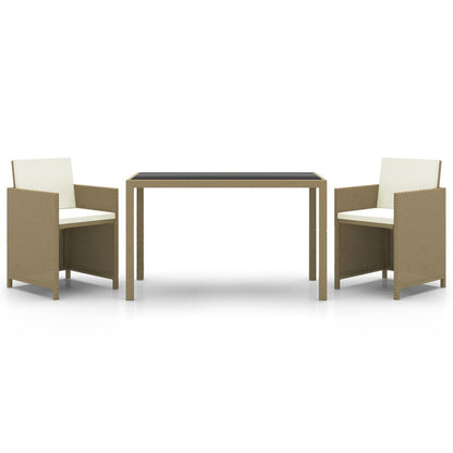 3-Delige Tuinset Met Kussens Poly Rattan 1 Beige