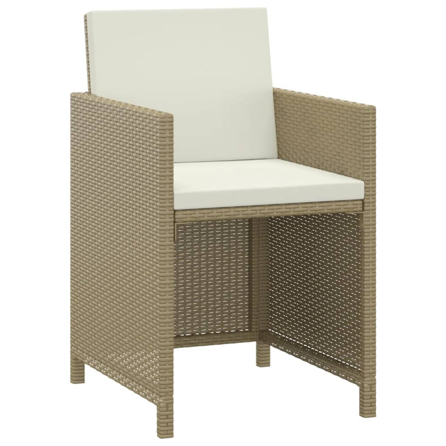 3-Delige Tuinset Met Kussens Poly Rattan 1 Beige