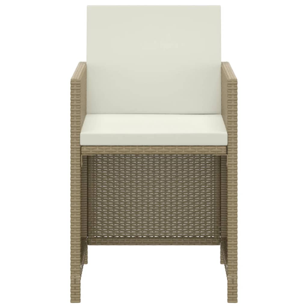 3-Delige Tuinset Met Kussens Poly Rattan 1 Beige