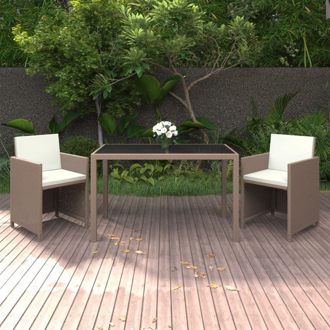 3-Delige Tuinset Met Kussens Poly Rattan Beige 1 2x Fauteuil + Tafel