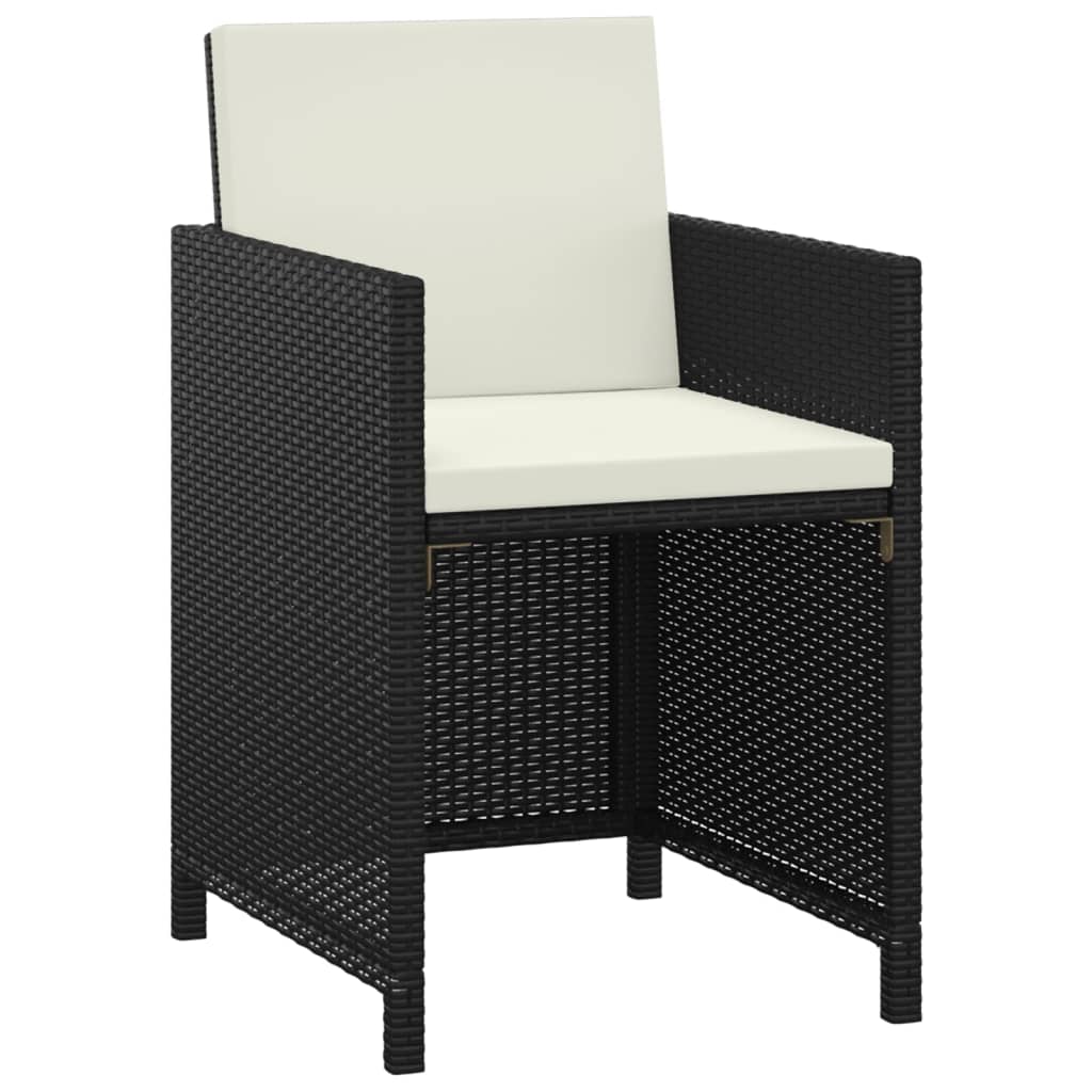3-delige Tuinset met kussens poly rattan zwart