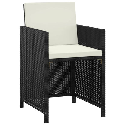 3-delige Tuinset met kussens poly rattan zwart