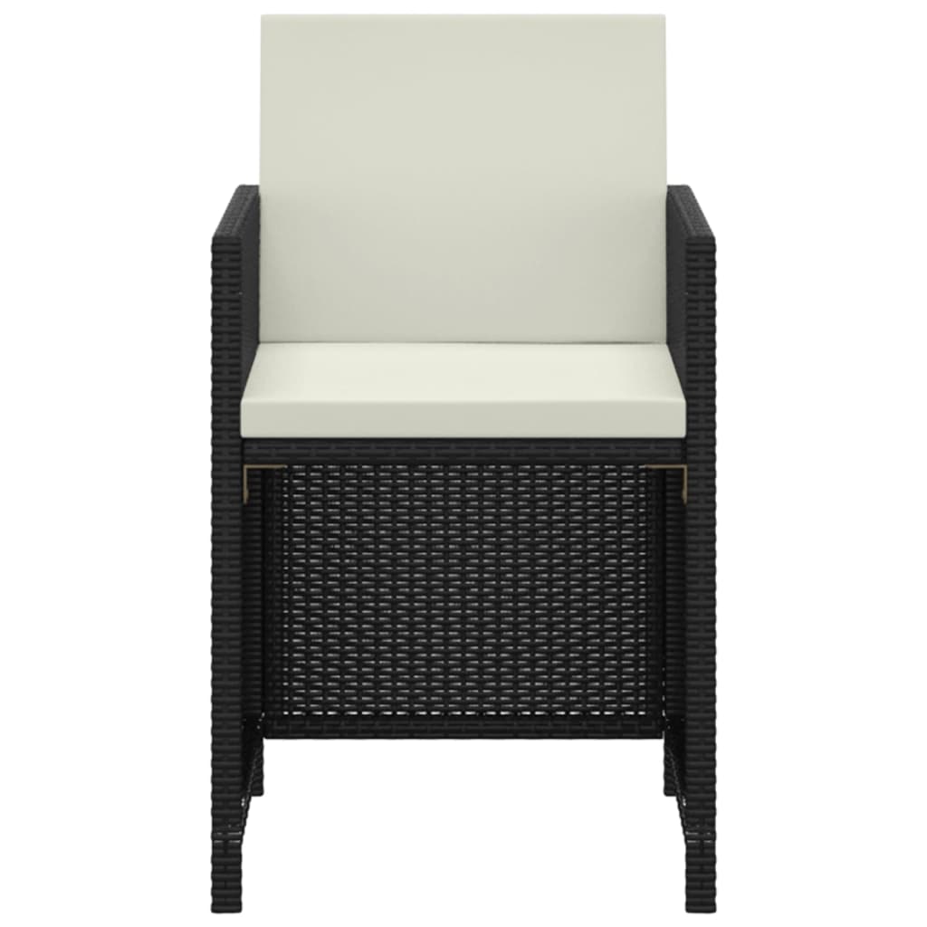 3-delige Tuinset met kussens poly rattan zwart