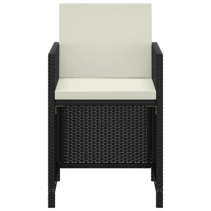 3-delige Tuinset met kussens poly rattan zwart