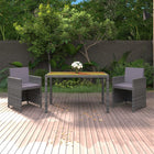 3-Delige Tuinset Met Kussens Poly Rattan Grijs Grijs en bruin 2x Fauteuil + Tafel