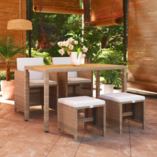 5-Delige Tuinset Met Kussens Poly Rattan Beige Beige en bruin