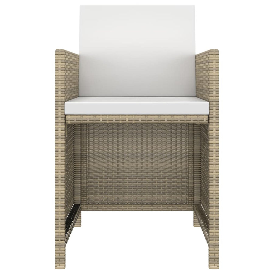 3-Delige Tuinset Met Kussens Poly Rattan Beige Beige en bruin
