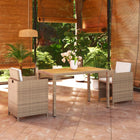 3-Piece Garden Lounge Set with Cushions Poly Rattan Beige Beige and brown