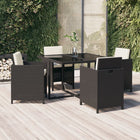 5-Delige Tuinset Met Kussens Poly Rattan Zwart En Wit 109 cm tafellengte 4x Fauteuil + Tafel