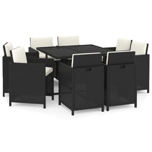 9-Delige Tuinset Met Kussens Poly Rattan Zwart En Wit 109 cm tafellengte 8x Fauteuil + Tafel