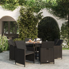 9-Delige Tuinset Met Kussens Poly Rattan Zwart 109 cm tafellengte 8x Fauteuil + Tafel