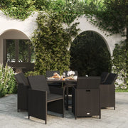 Tuinset 9-delig poly rattan zwart met kussens