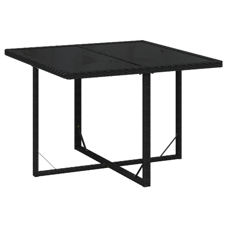 9-Delige Tuinset Met Kussens Poly Rattan Zwart En Wit 109 cm tafellengte 4x Fauteuil + 4x voetensteun + Tafel