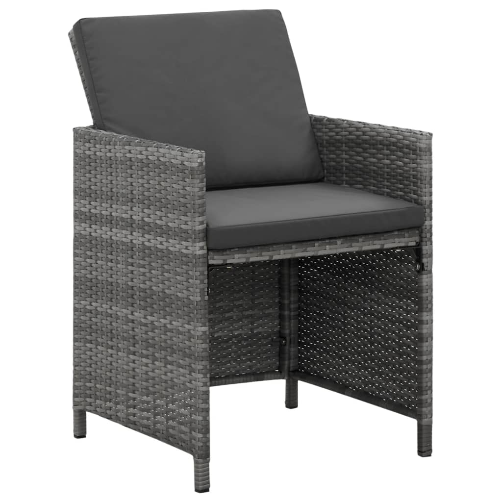 5-Delige Tuinset Met Kussens Poly Rattan Grijs 109 cm tafellengte 4x Fauteuil + Tafel