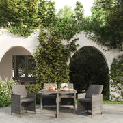 Tuinset 5-delig poly rattan grijs met kussens