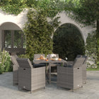 9-Delige Tuinset Met Kussens Poly Rattan Grijs 109 cm tafellengte 8x Fauteuil + Tafel