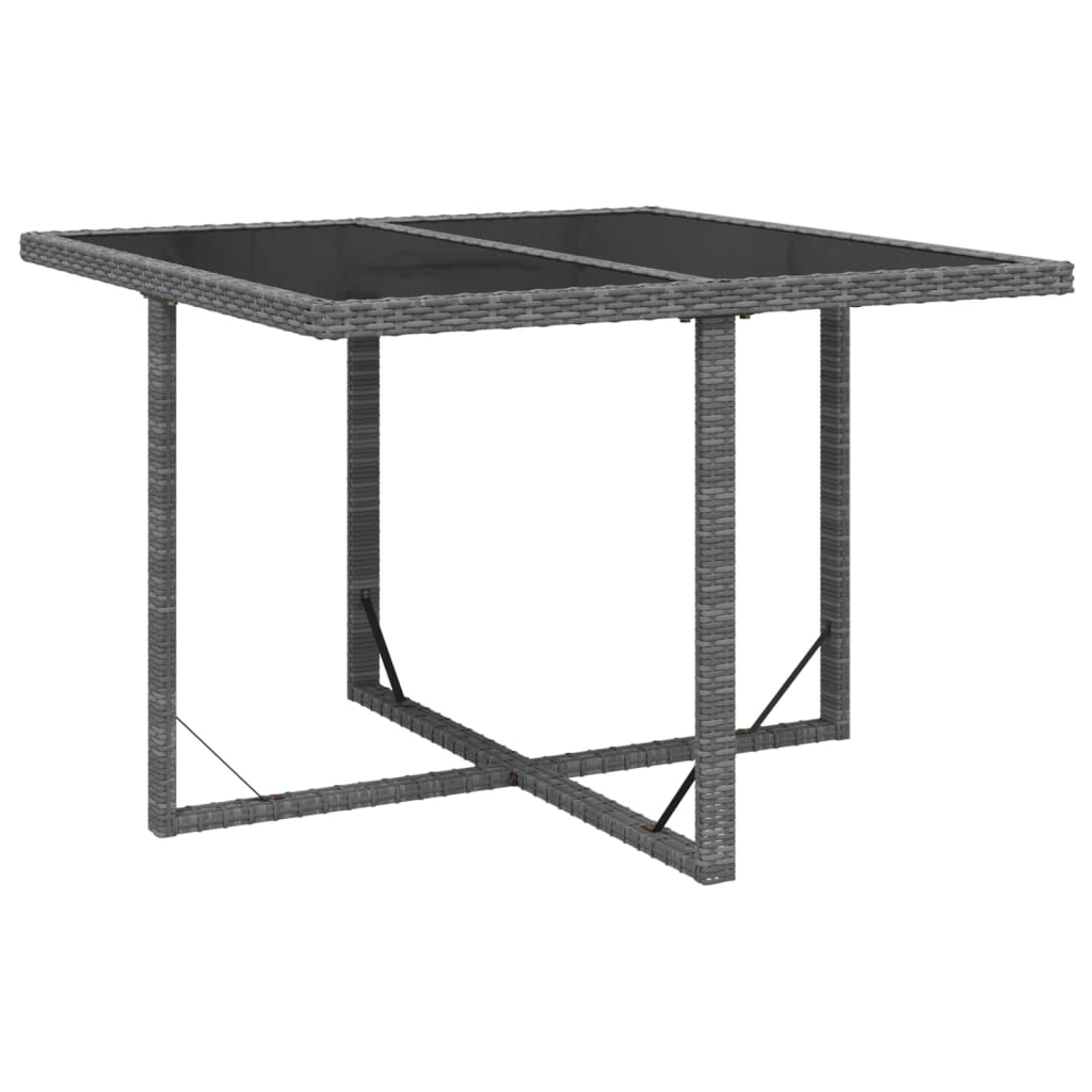 9-Delige Tuinset Met Kussens Poly Rattan Grijs 109 cm tafellengte 4x Fauteuil + 4x voetensteun + Tafel