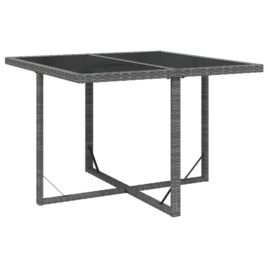 9-Delige Tuinset Met Kussens Poly Rattan Grijs 109 cm tafellengte 4x Fauteuil + 4x voetensteun + Tafel