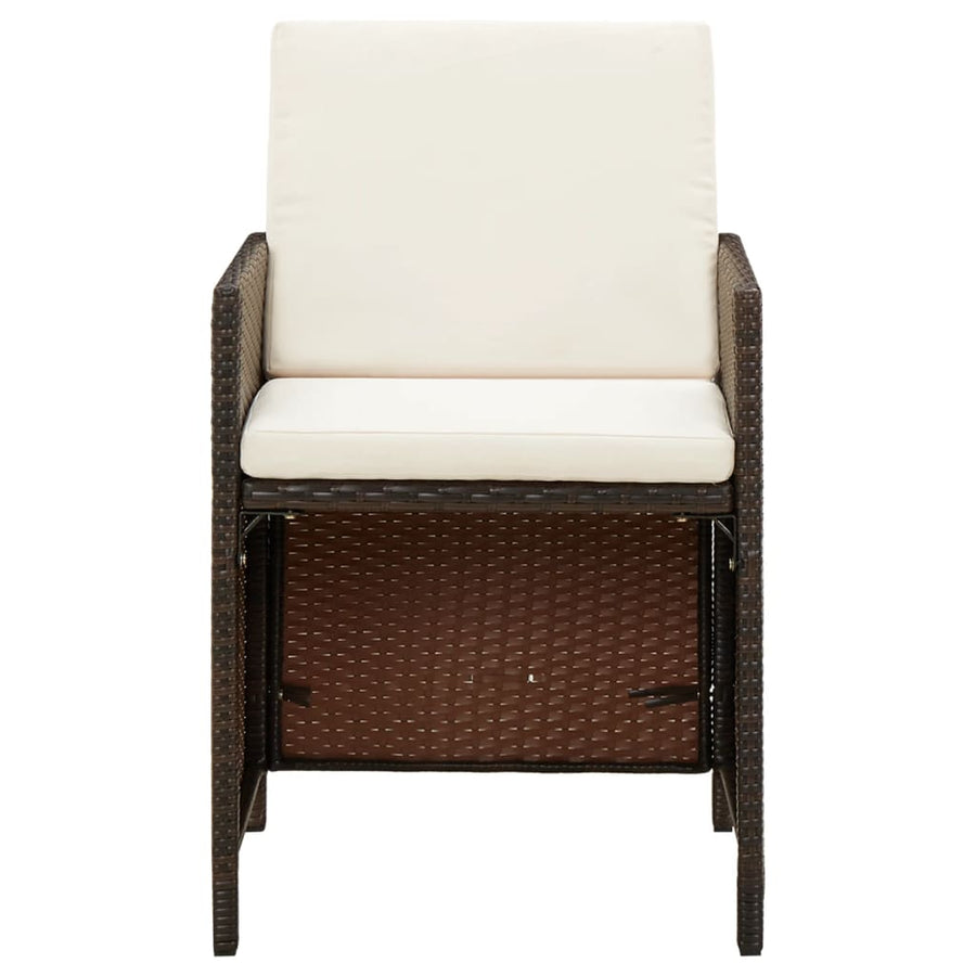 5-Delige Tuinset Met Kussens Poly Rattan Bruin 109 cm tafellengte 4x Fauteuil + Tafel