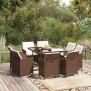 Tuinset 9-delig poly rattan bruin
