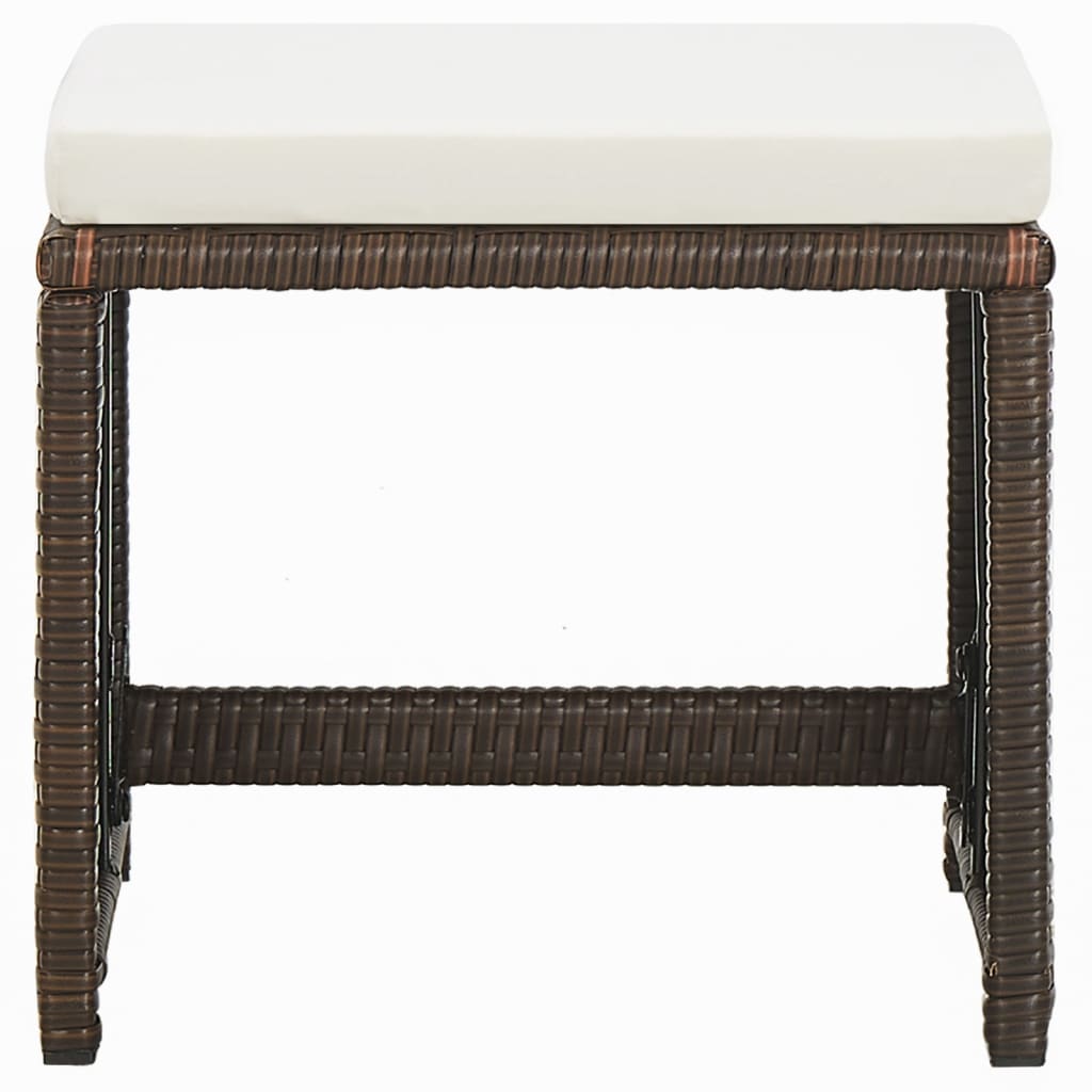9-Delige Tuinset Met Kussens Poly Rattan Bruin 109 cm tafellengte 4x Fauteuil + 4x voetensteun + Tafel