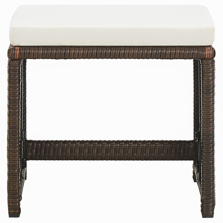 9-Delige Tuinset Met Kussens Poly Rattan Bruin 109 cm tafellengte 4x Fauteuil + 4x voetensteun + Tafel