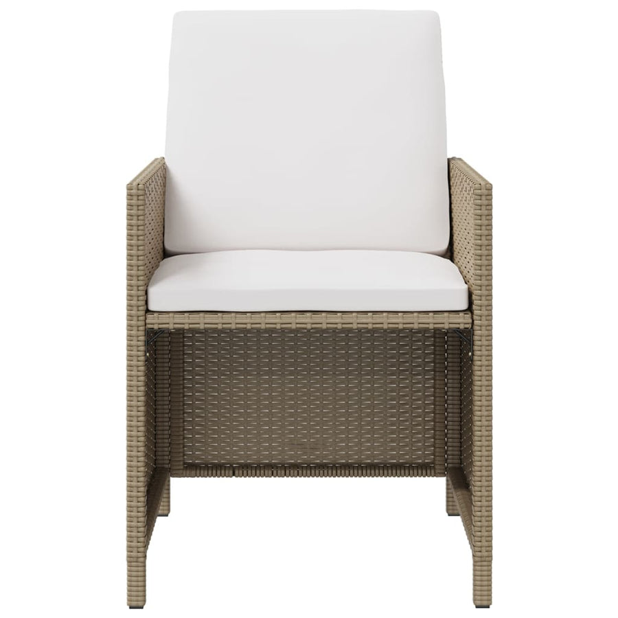 5-Delige Tuinset Met Kussens Poly Rattan Beige 109 cm tafellengte 4x Fauteuil + Tafel