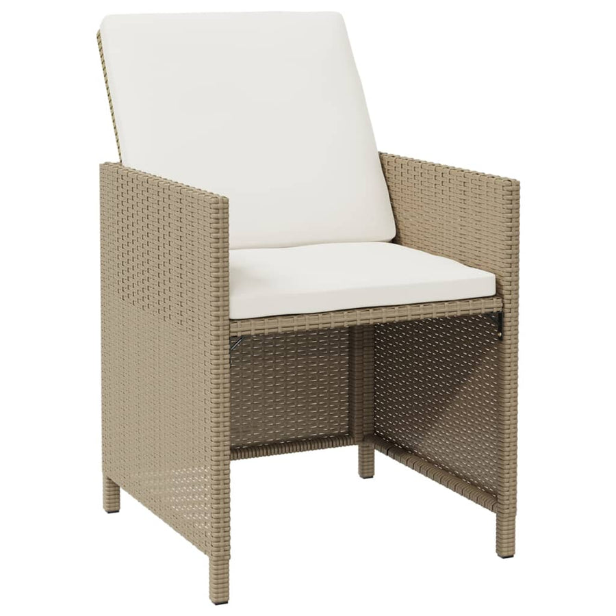 9-Delige Tuinset Met Kussens Poly Rattan Beige 109 cm tafellengte 8x Fauteuil + Tafel