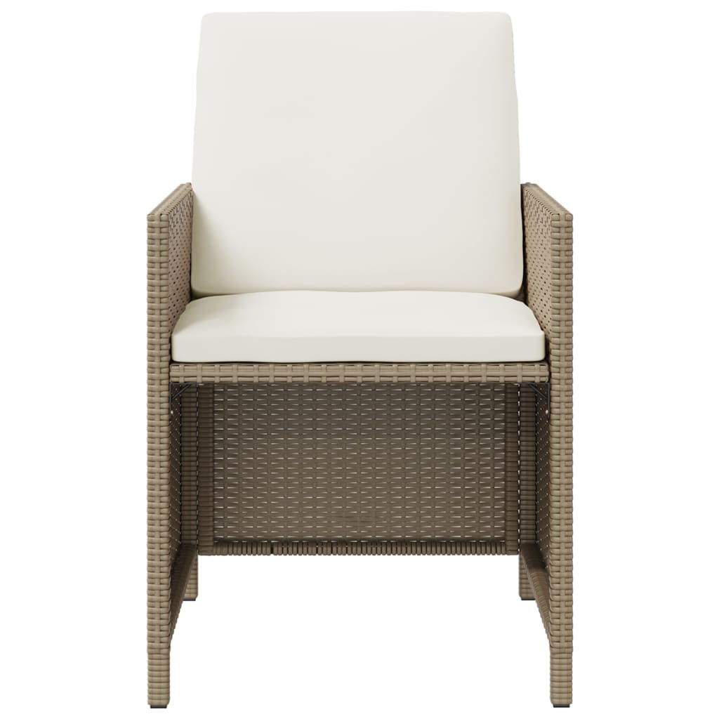 9-Delige Tuinset Met Kussens Poly Rattan Beige 109 cm tafellengte 8x Fauteuil + Tafel