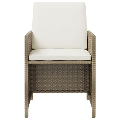 9-Delige Tuinset Met Kussens Poly Rattan Beige 109 cm tafellengte 8x Fauteuil + Tafel