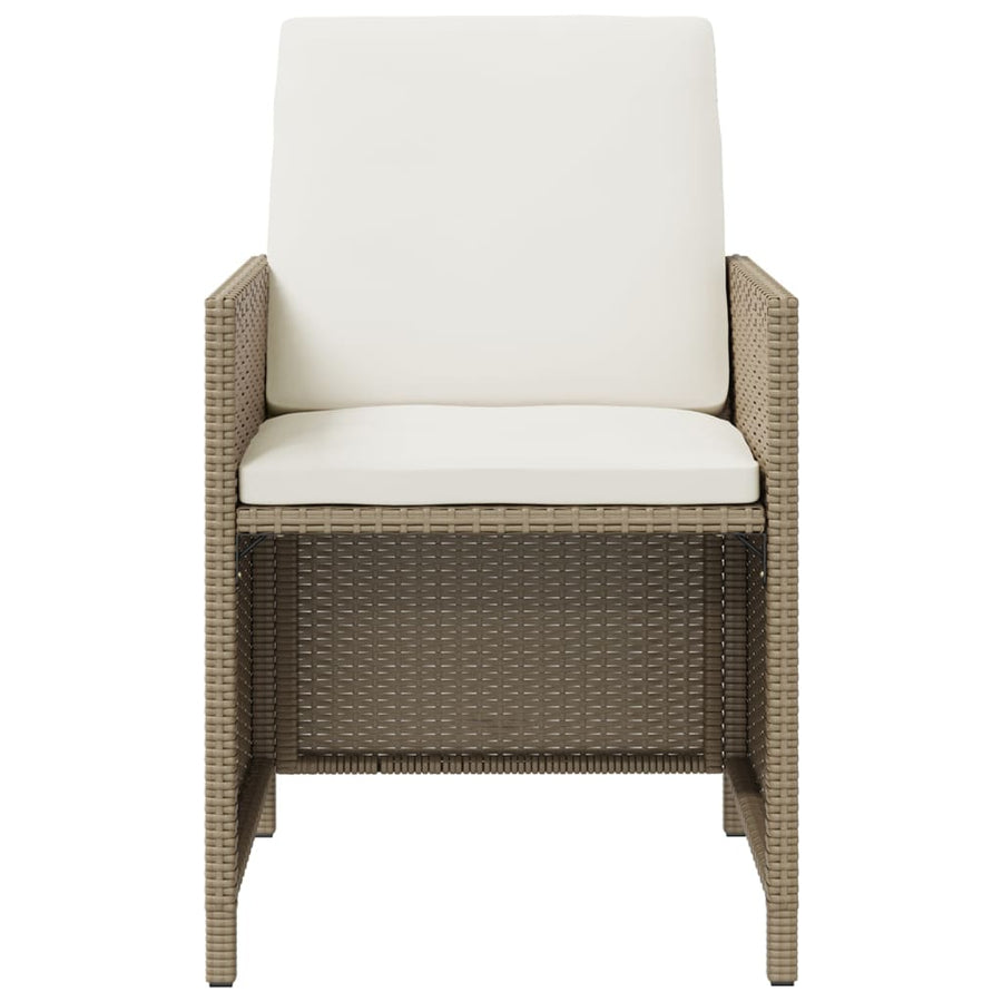9-Delige Tuinset Met Kussens Poly Rattan Beige 109 cm tafellengte 8x Fauteuil + Tafel