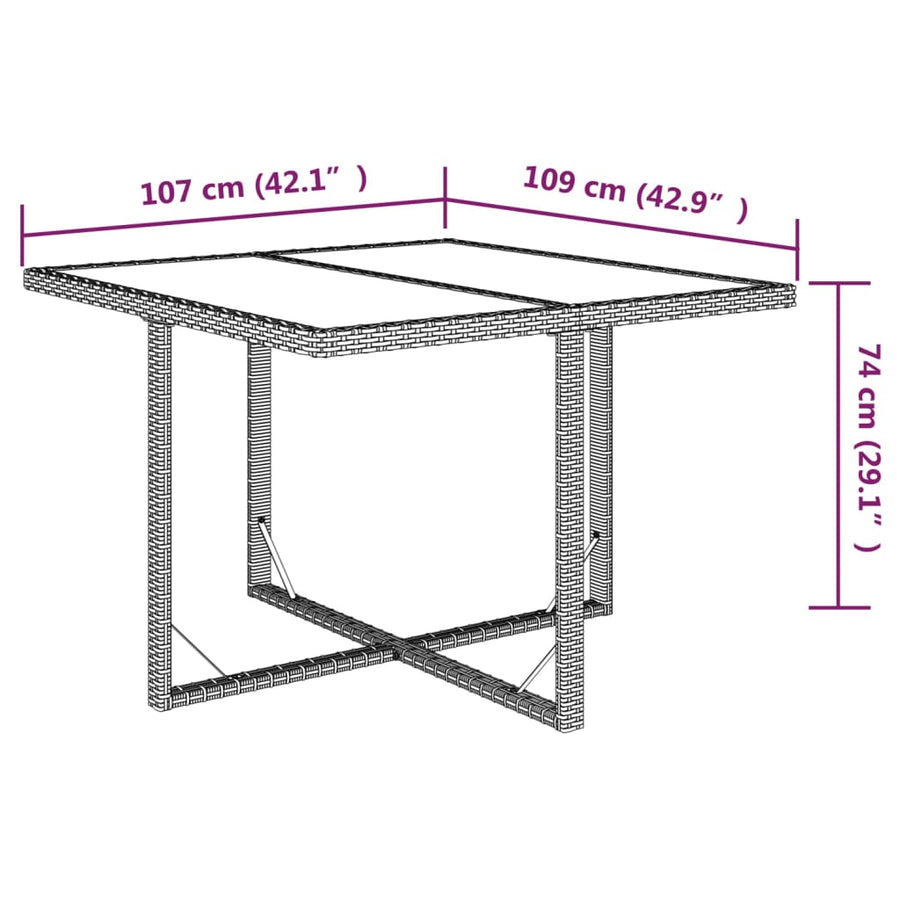 9-Delige Tuinset Met Kussens Poly Rattan Beige 109 cm tafellengte 8x Fauteuil + Tafel